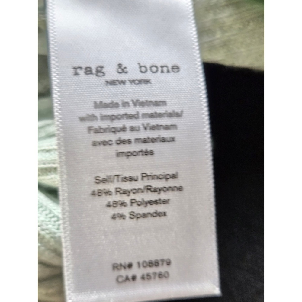 Women's rag & bone NWT Small The Knit Vneck Tee Seafoam Ribbed Top Coastal - Picture 3 of 4